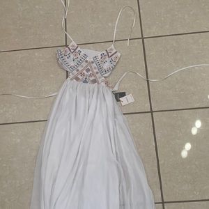 White Printed Maxi Dress Cut Out